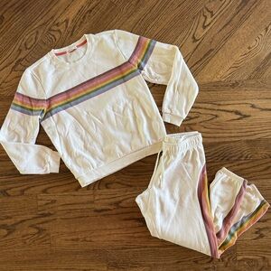 Marine Layer Cloud 9 Anytime Matching Sweats Jogger Crewneck XS S Rainbow Stripe